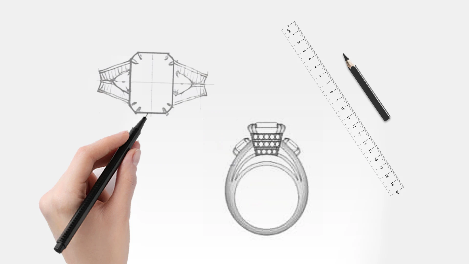 Jewelry crafting process - center view